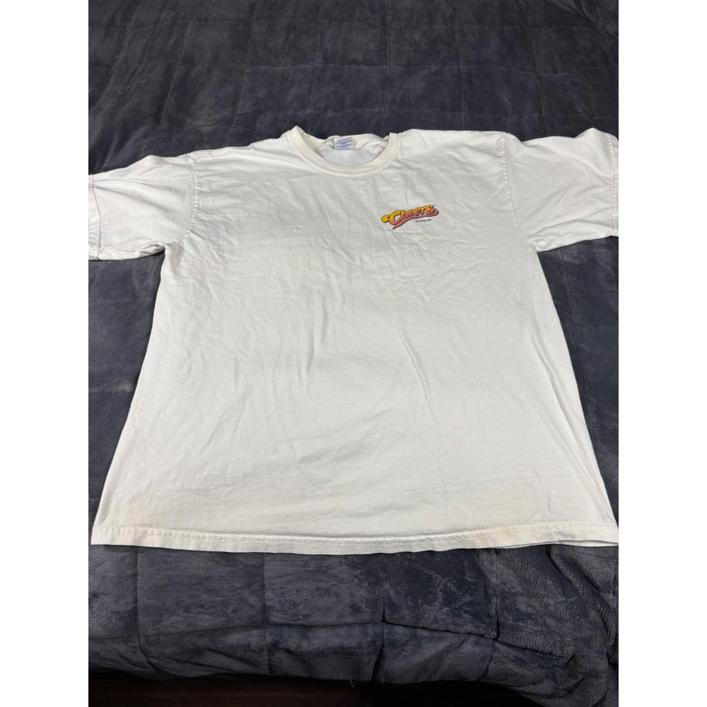 Vintage Cheers Boston Men White Graphic T-Shirt XL Short Sleeve Tee